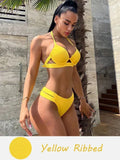 Women's polyester bikini set in backless design with skinny fit