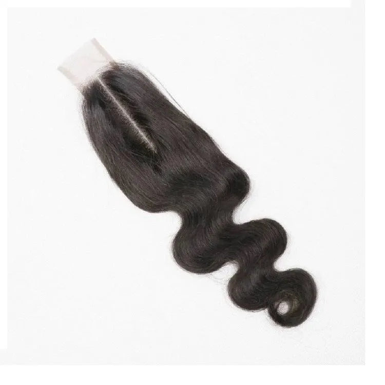 Straight human hair women's wig in natural colour showing hand-woven construction