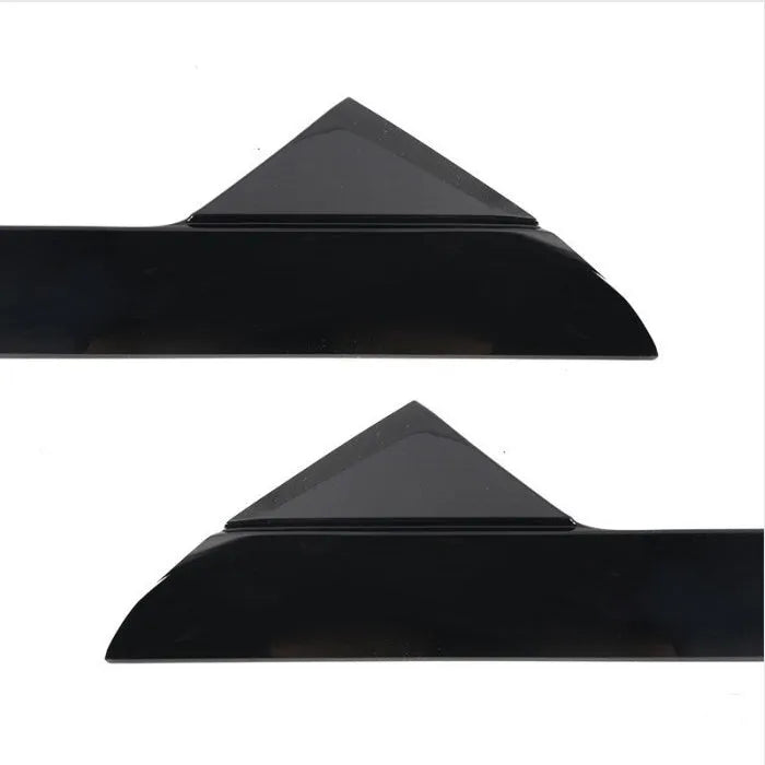 Black front windshield decorative trim panel for Ford vehicles, side view.
