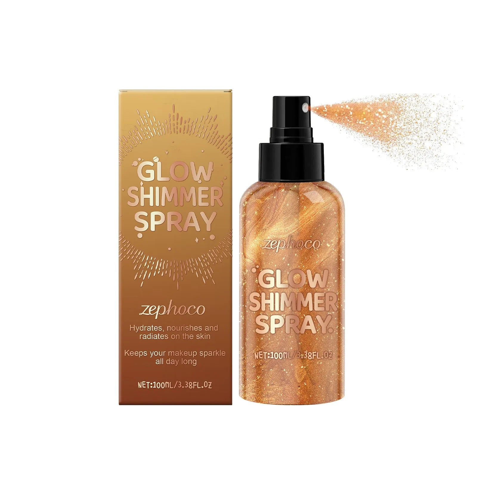 100ml Shiny Body Spray bottle with spray applicator for cosmetic highlighting