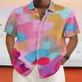 Hawaiian style men's short sleeve cardigan with stand collar and 3D printing pattern