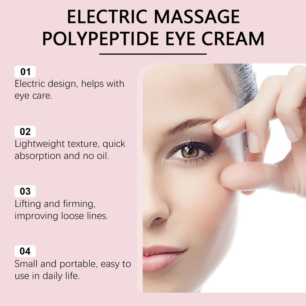 Jar of 50g electric firming eye cream with ingredients acetyl hexapeptide-8 and soluble collagen.