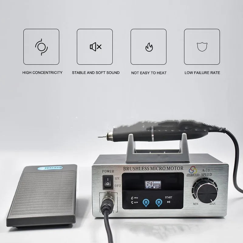 Dental sander touch screen sanding and polishing machine A60 A70 160W with 20x26x8cm size and 4.2kg weight