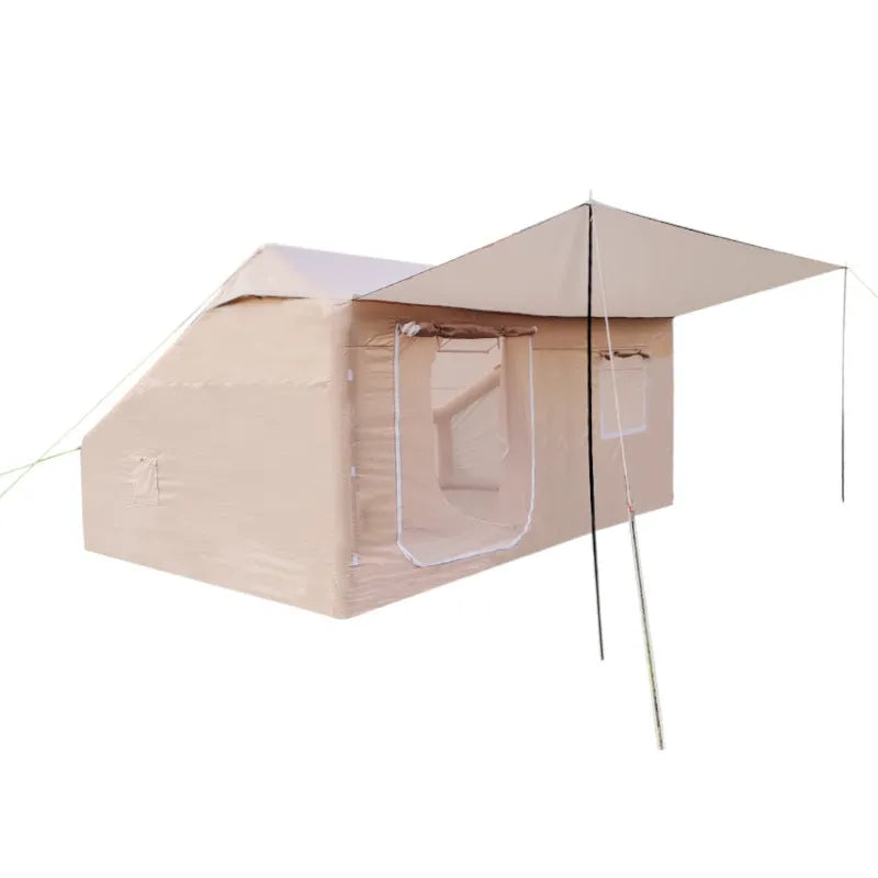 Inflatable camping tent with air column poles, double layer, 3-4 person, Oxford cloth or cotton