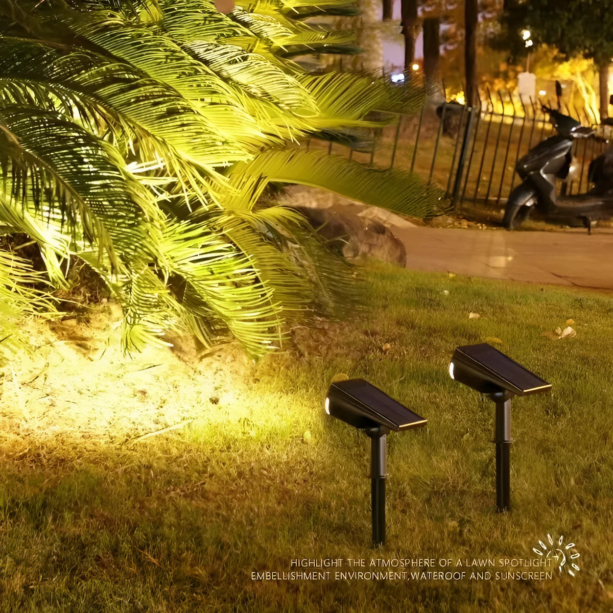 Decorative geometric solar spotlight for outdoor garden lawn with 2LED colourful light