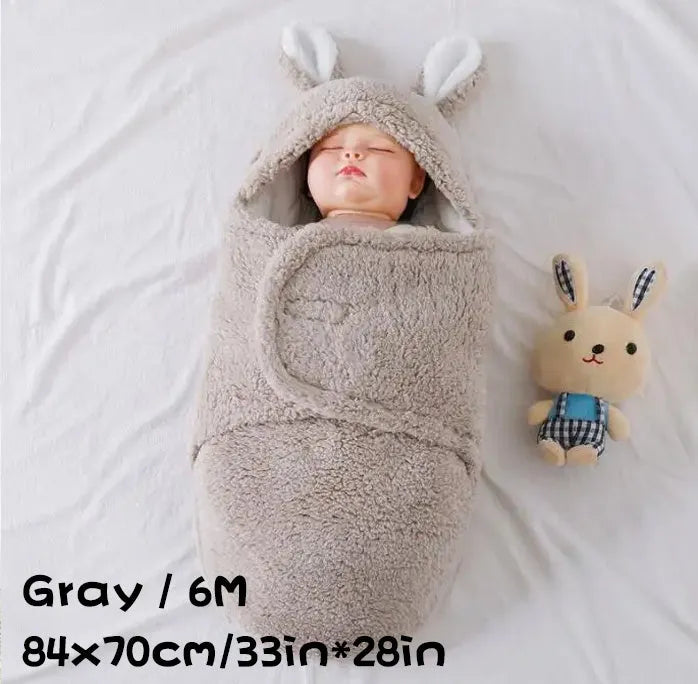 Adjustable baby sleeping bag with fleece swaddle design in unisex colours