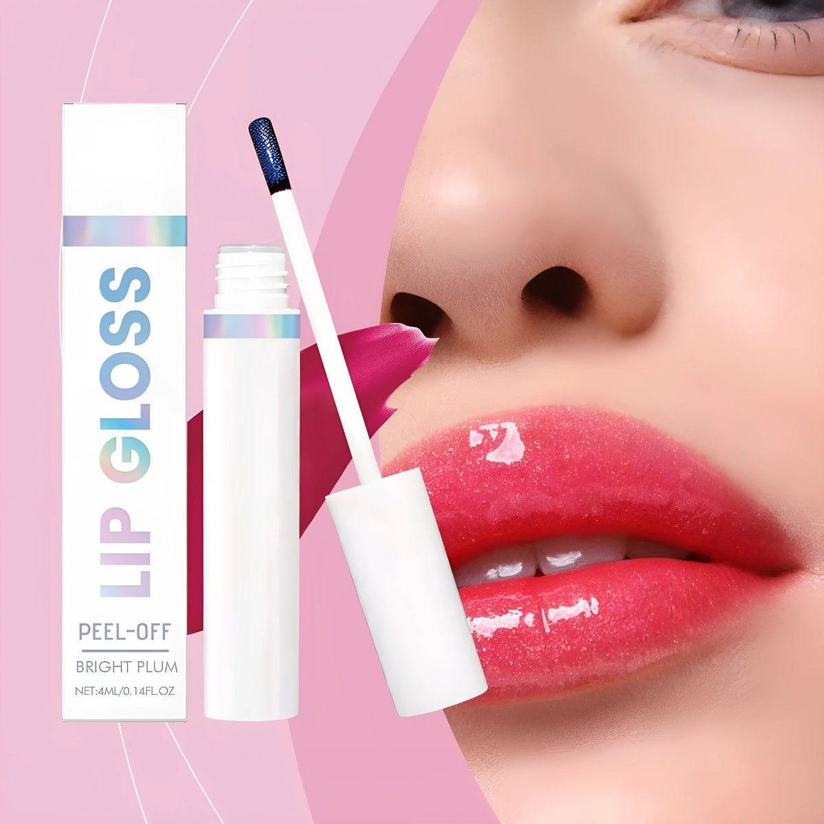 Moisturising glossy lip gloss 4ml bright plum portable lip makeup tube 1.68x11.2cm