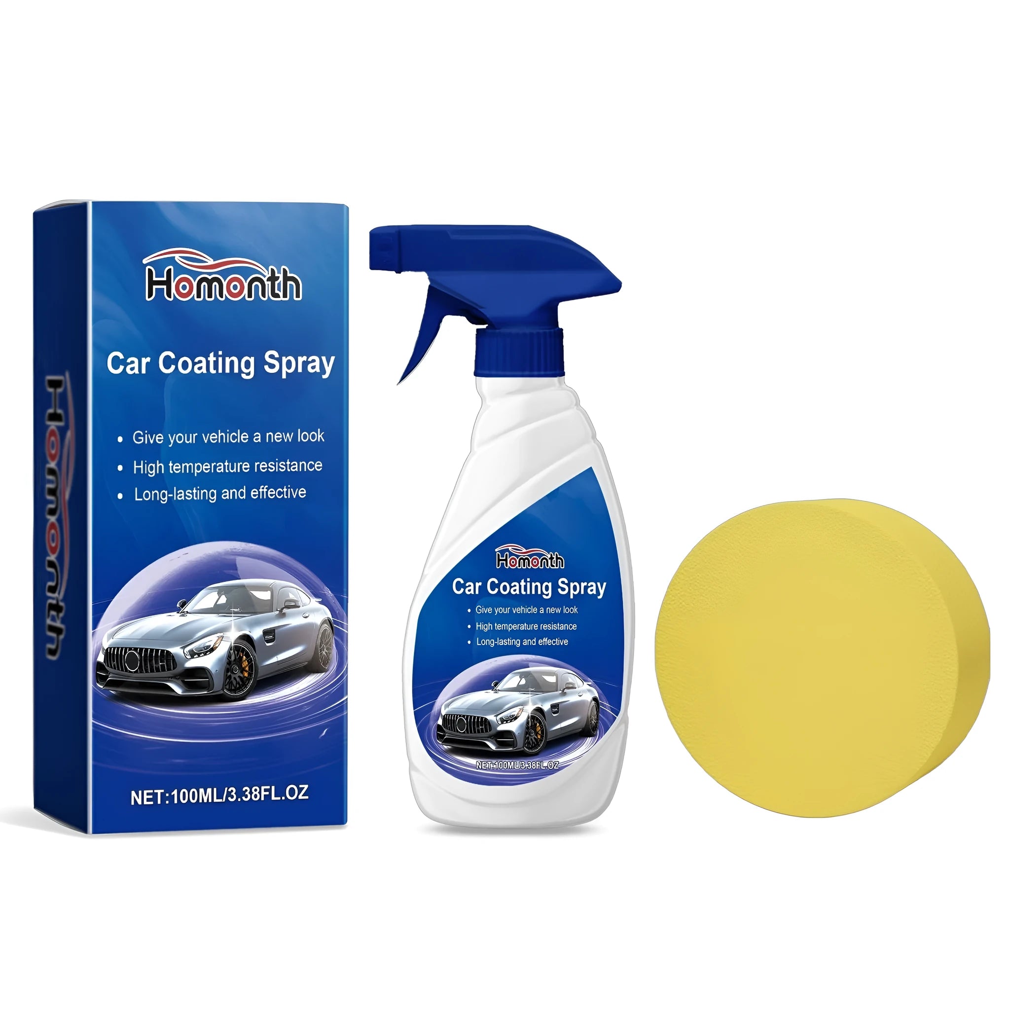 100ml car coating spray bottle with round sponge applicator for vehicle protection