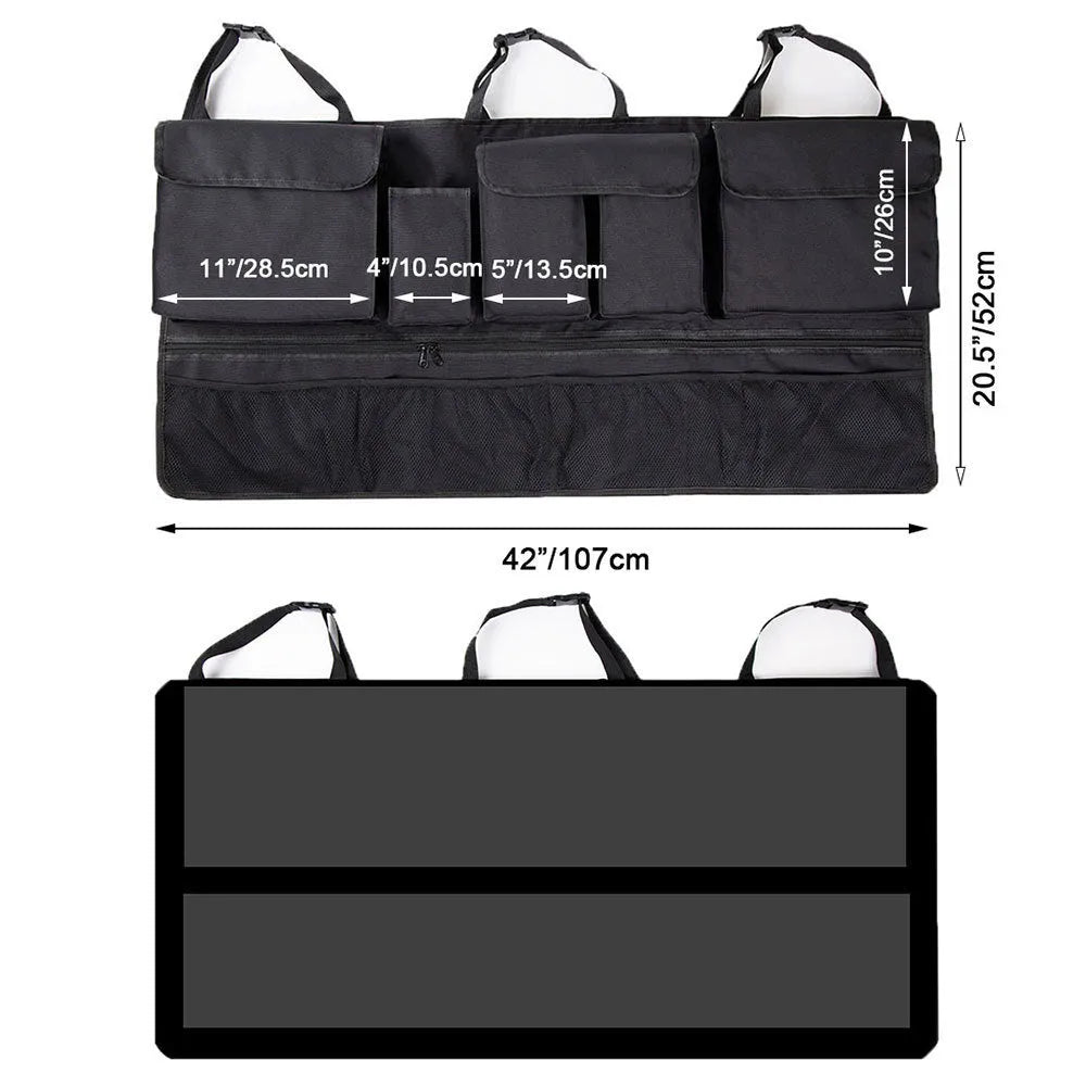 Waterproof Oxford cloth car boot hanging storage organiser with handle in black colour options