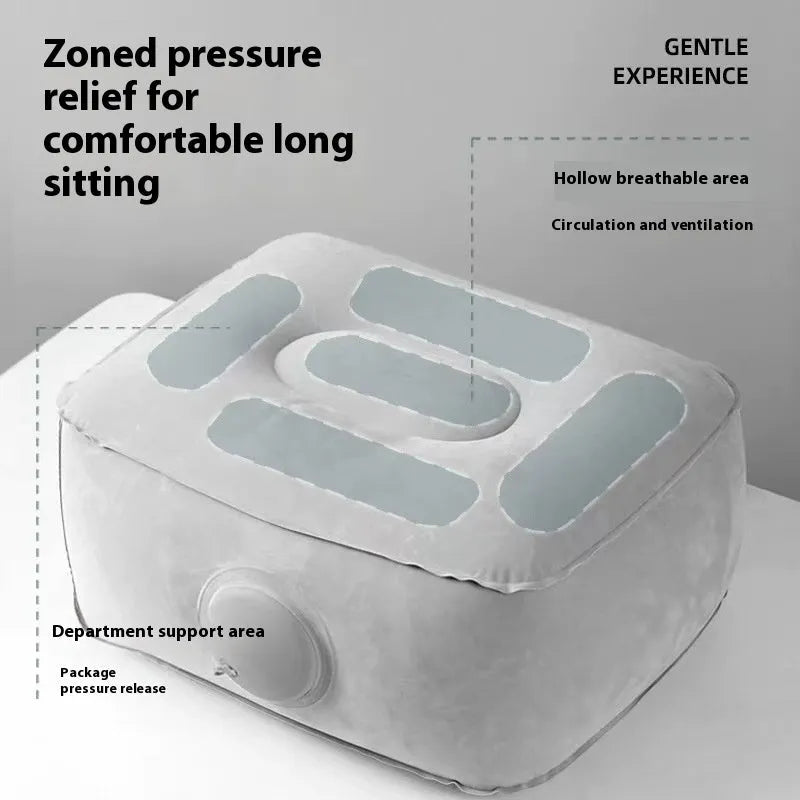 Press inflatable folding seat cushion with flocked texture shown inflated and deflated