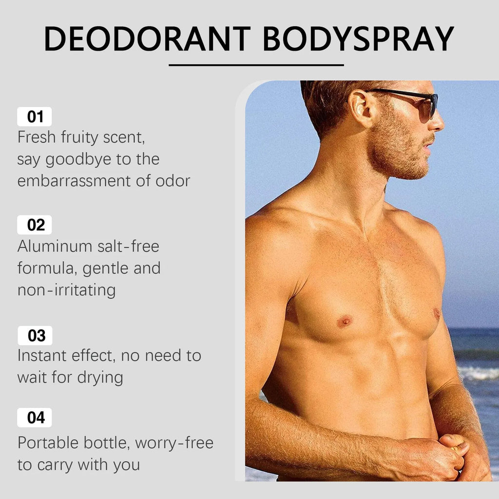100ml men's fruit fragrance care spray bottle with mango and citrus ingredients