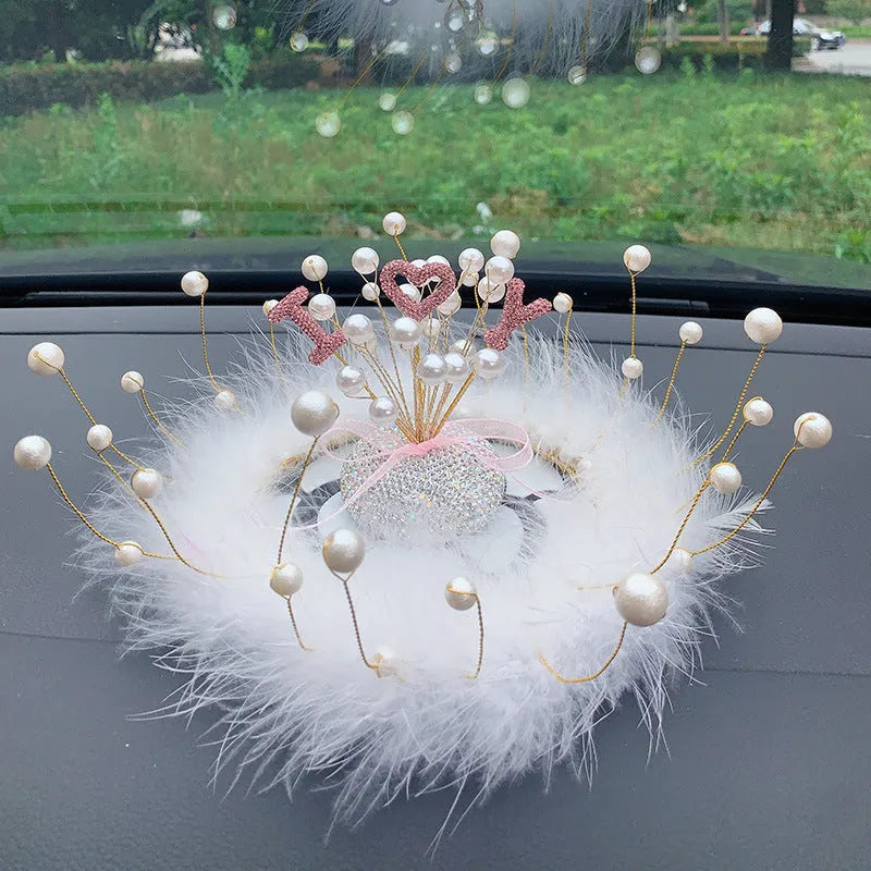 Clay diamond star decoration ornament for a car centre console in a modern colour design.