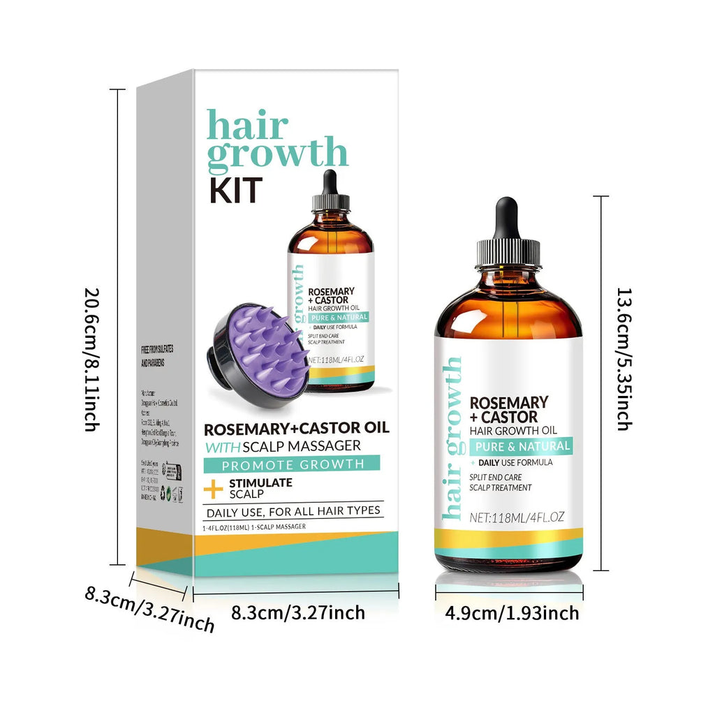 Hair treatment oil 118ml bottle with massage brush for scalp application