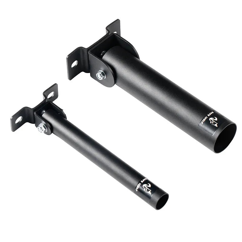 Steel wall-mounted rack with 25 vertical tubes for storing airsoft or paintball gun barrels.