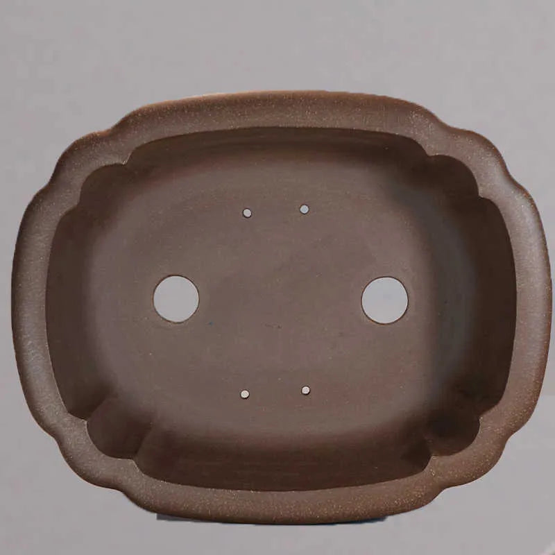 Purple sand clay rectangular flower pot with plain antique finish, shown empty.