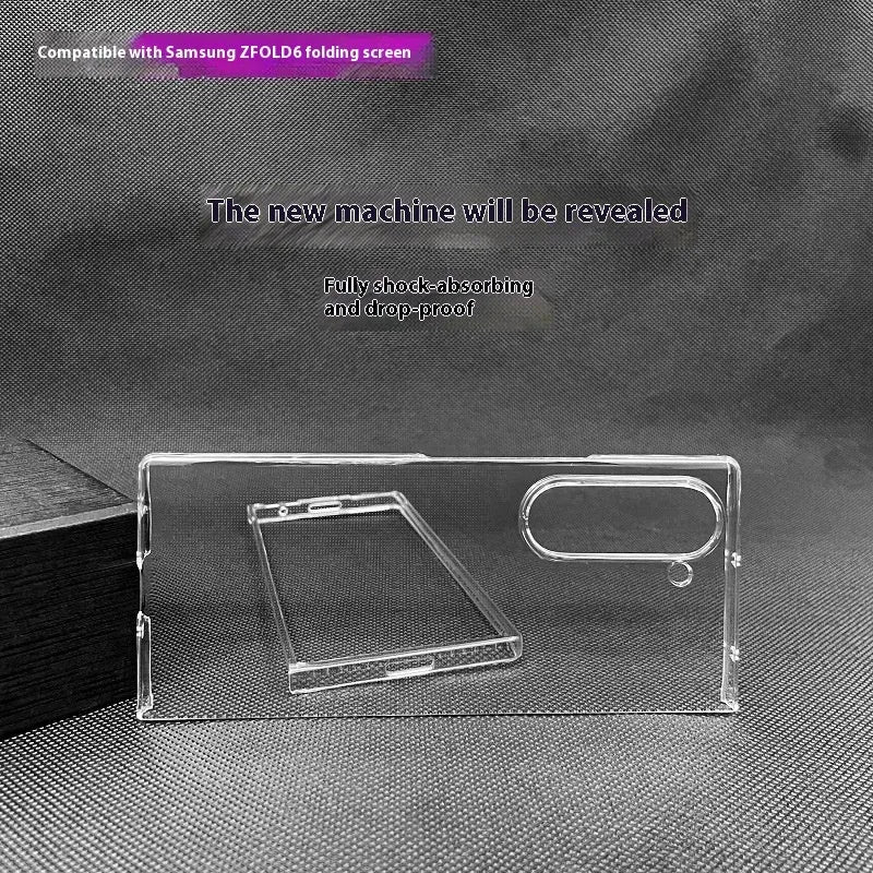 Transparent PC hard shell phone case for Samsung Z Fold with anti-fall and anti-fingerprint functions.