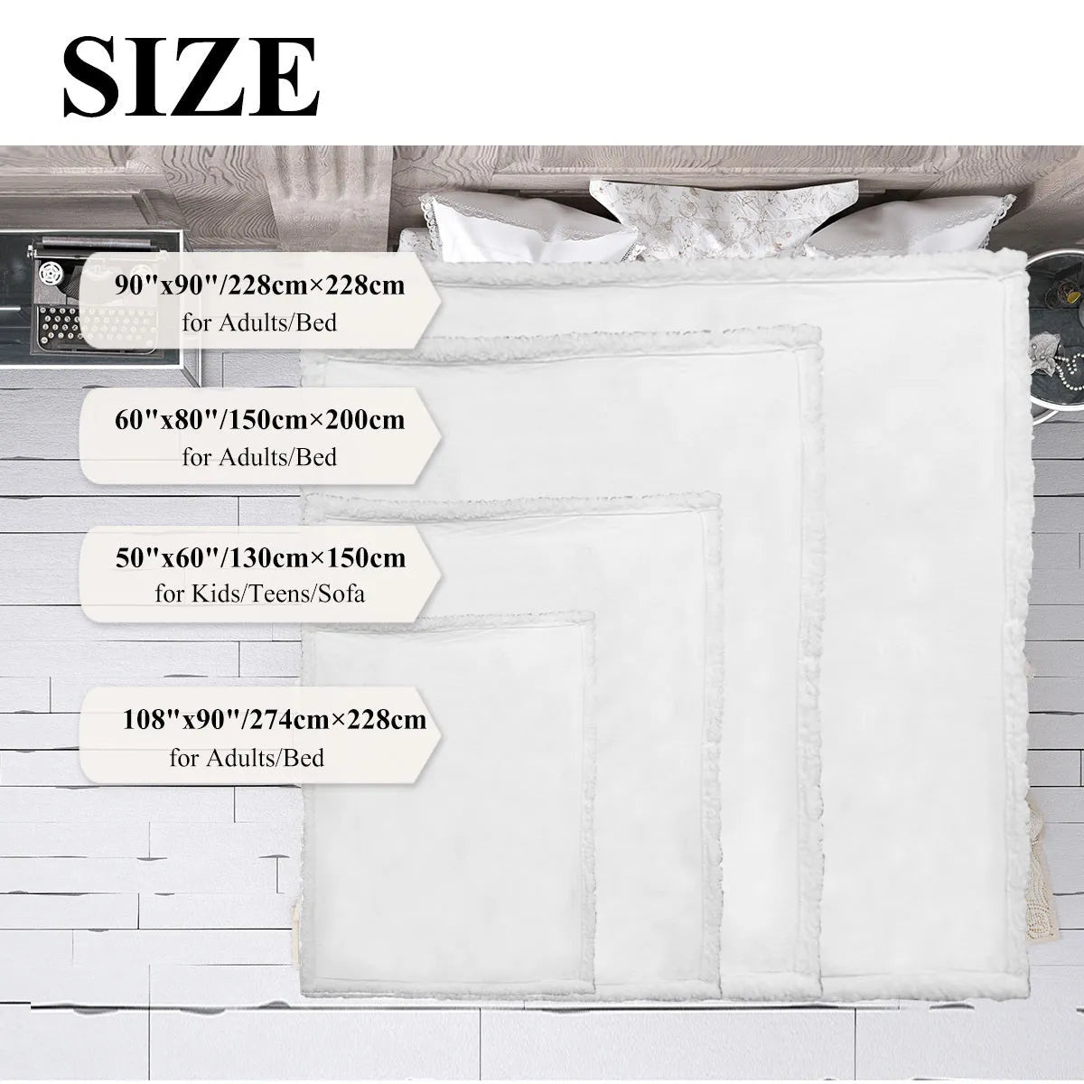 Black horse themed Sherpa fleece blanket with hemmed edges, available in 130x150cm and 150x200cm