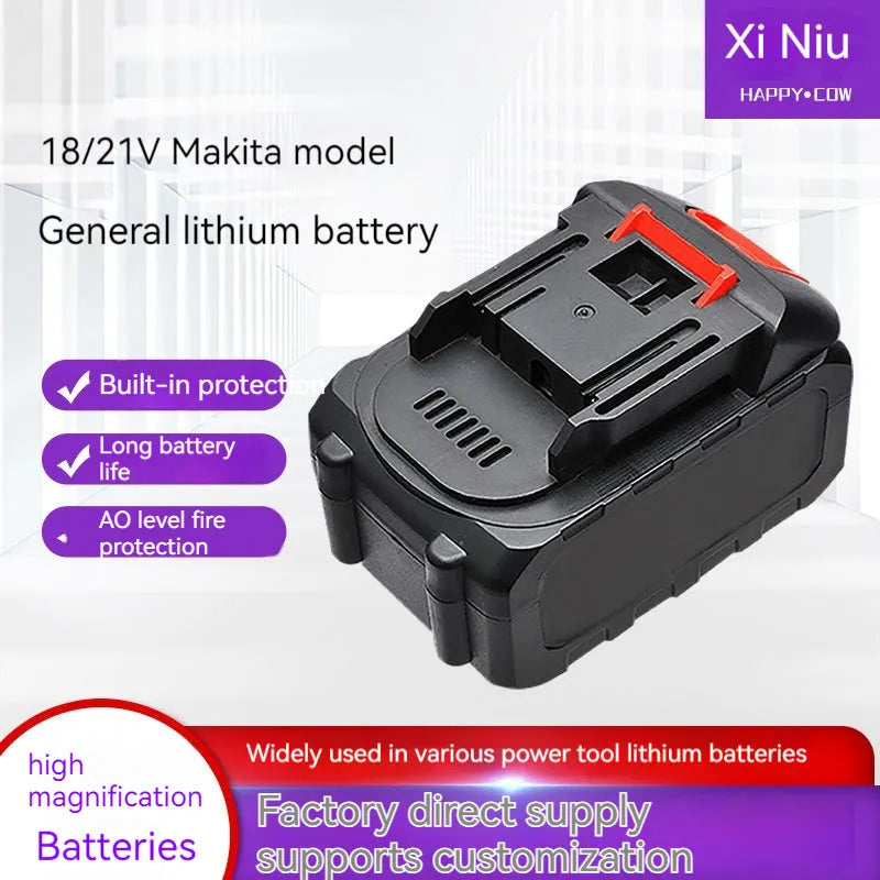 21V 4000mAh lithium battery pack, 18650 5S2P cylindrical, flat head cap, 119 x 74 x 68mm