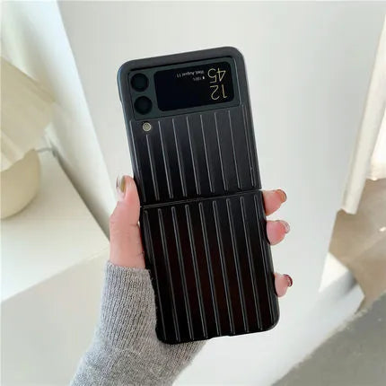 Ultra-thin black flip case for a Samsung Z Flip3 folding mobile phone.