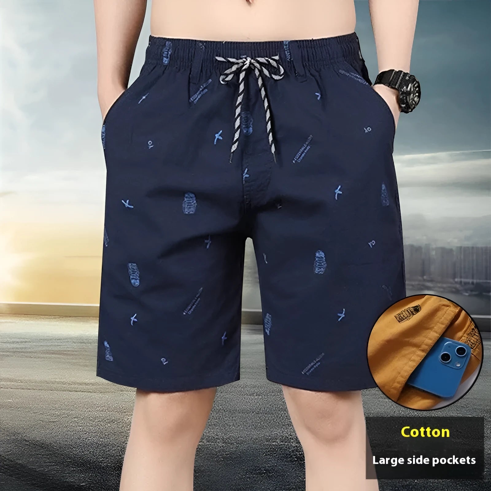 Cotton loose cropped summer pants in army green colour with casual sports style and elastic waist