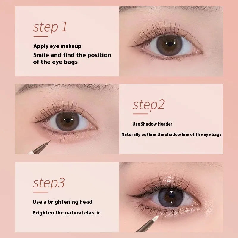 Double-headed silkworm eyeliner pen with stereoscopic star eyes design in pearlescent finish