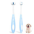 3-sided dog toothbrush with ultra soft nano bristles, blue and pink, 13.5cm long, for sensitive teeth and gums