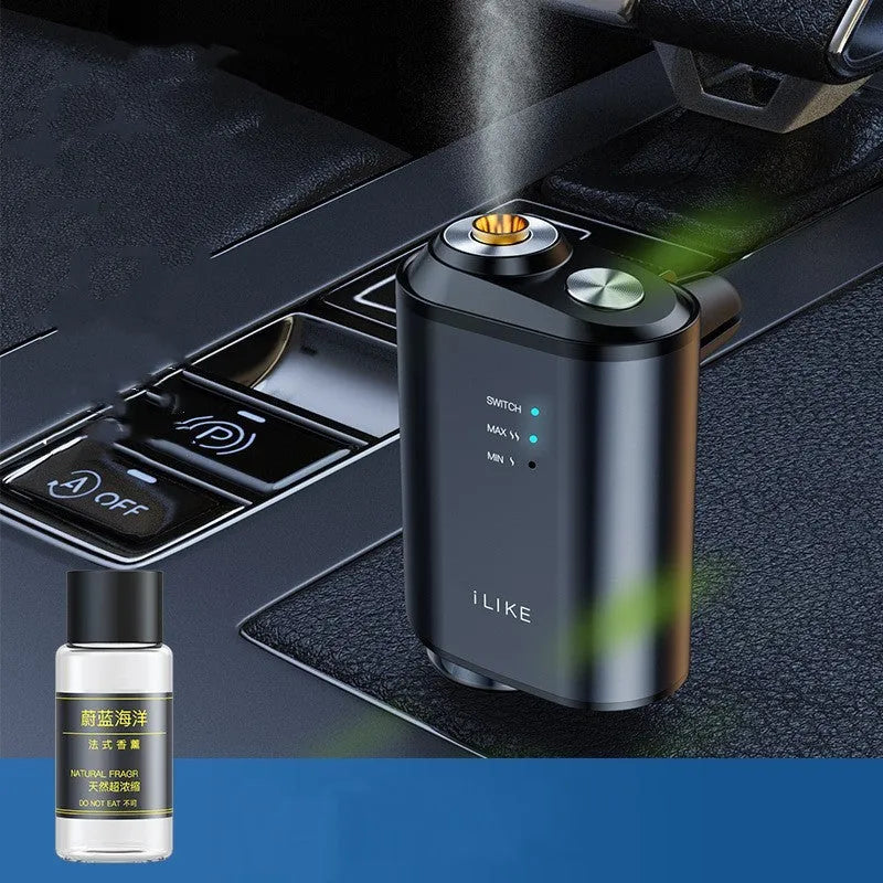 Black car aromatherapy diffuser with ocean scent bottle and aluminium alloy accents
