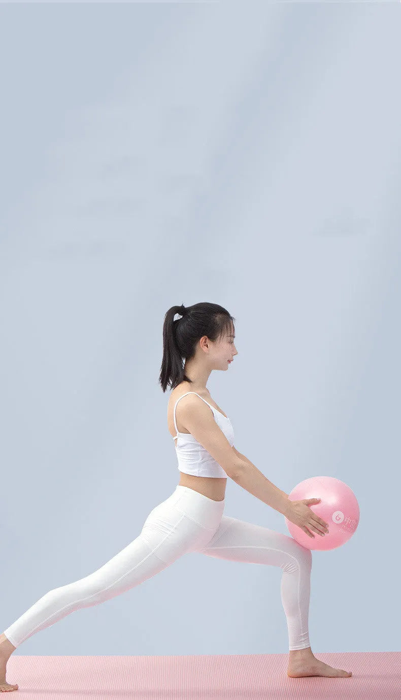 25cm frosted Pilates hips ball in purple or pink with blowing tube, PVC inflatable yoga ball