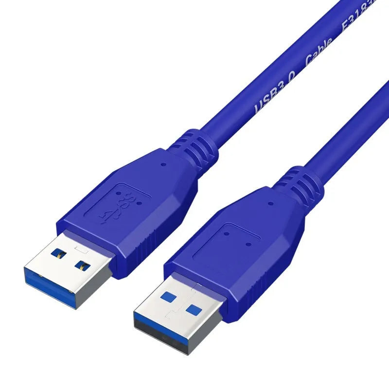 USB 3.0 A Male to A Male data cable for external hard drive enclosures with nickel-plated connectors.