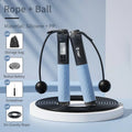 Cordless jumping rope with digital counter and gravity ball in black