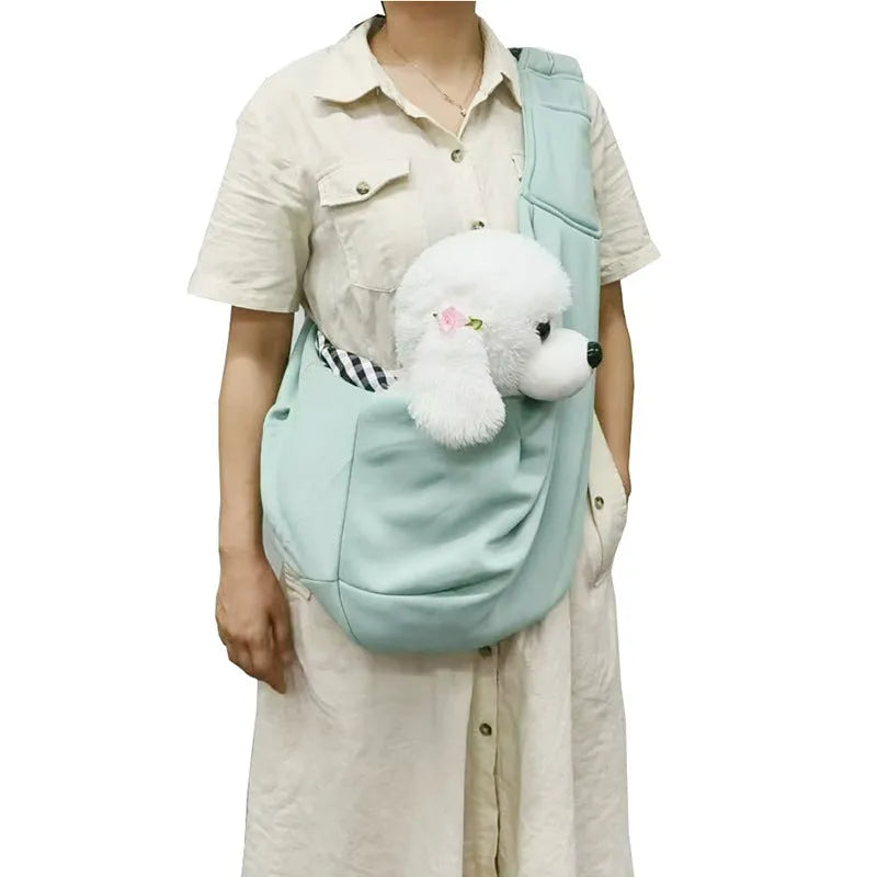 Adjustable shoulder strap dog pet bag in soft polyester material for dogs under 7.5kg