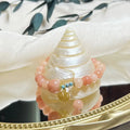 Pink agate natural stone bracelet with adjustable alloy chain and lobster clasp fastening