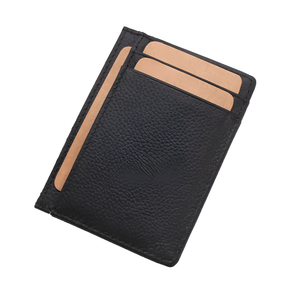 Men's solid colour genuine leather card holder 7.8cm by 10.7cm slim design