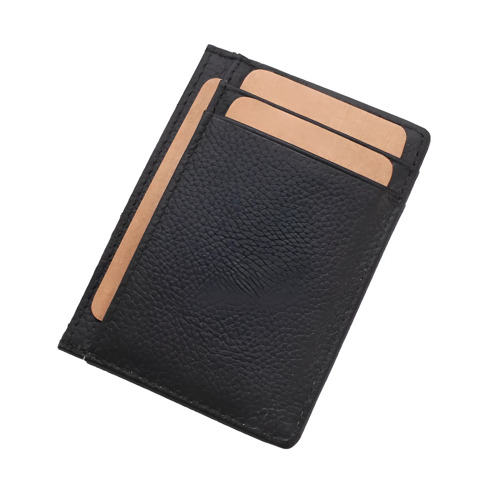 Men's solid colour genuine leather card holder 7.8cm by 10.7cm slim design