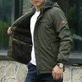 Men's waterproof breathable fleece-lined corduroy jacket in Khaki, loose cut, available in Asian sizes M to 5XL