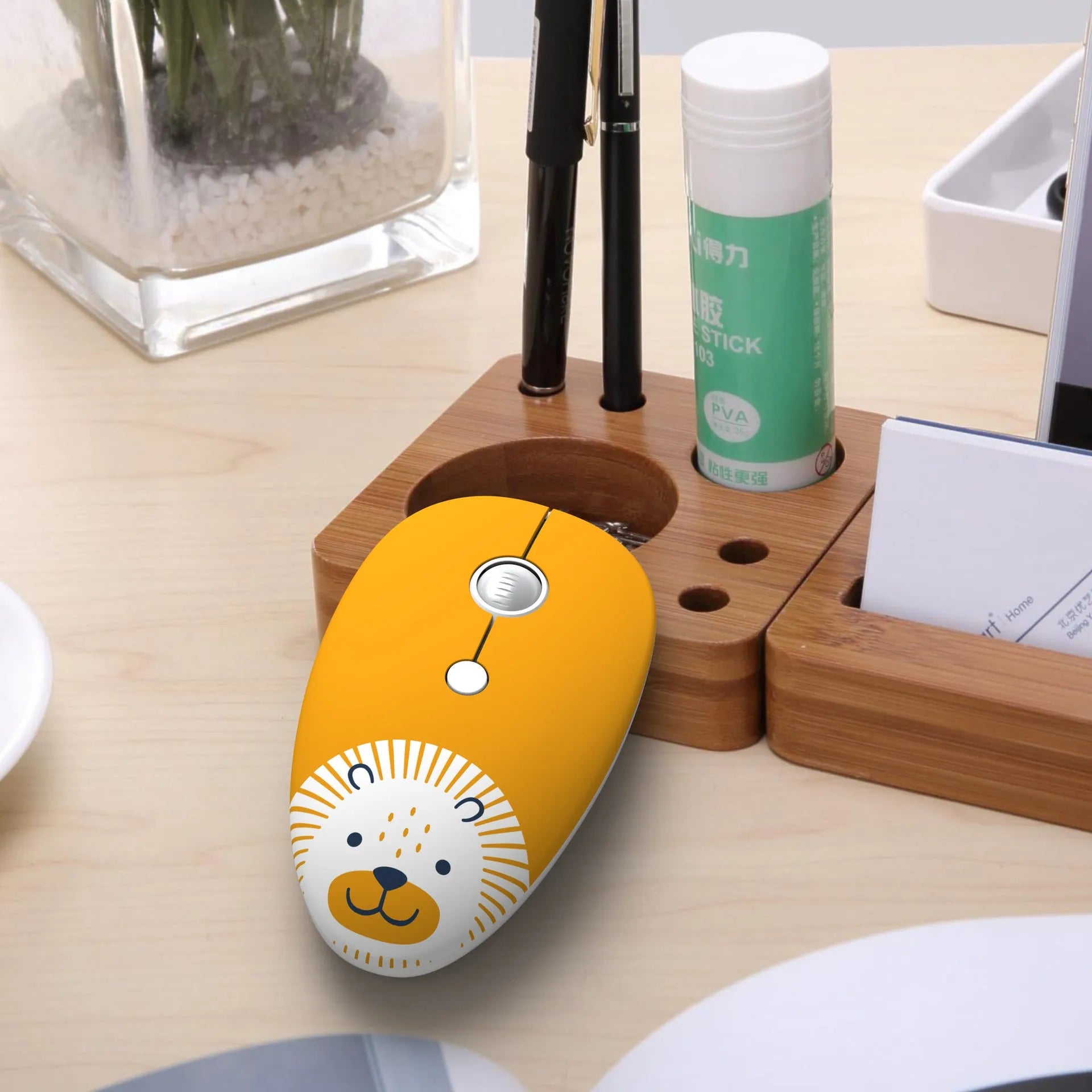 Wireless mini mouse for laptop with USB receiver in cartoon animal design