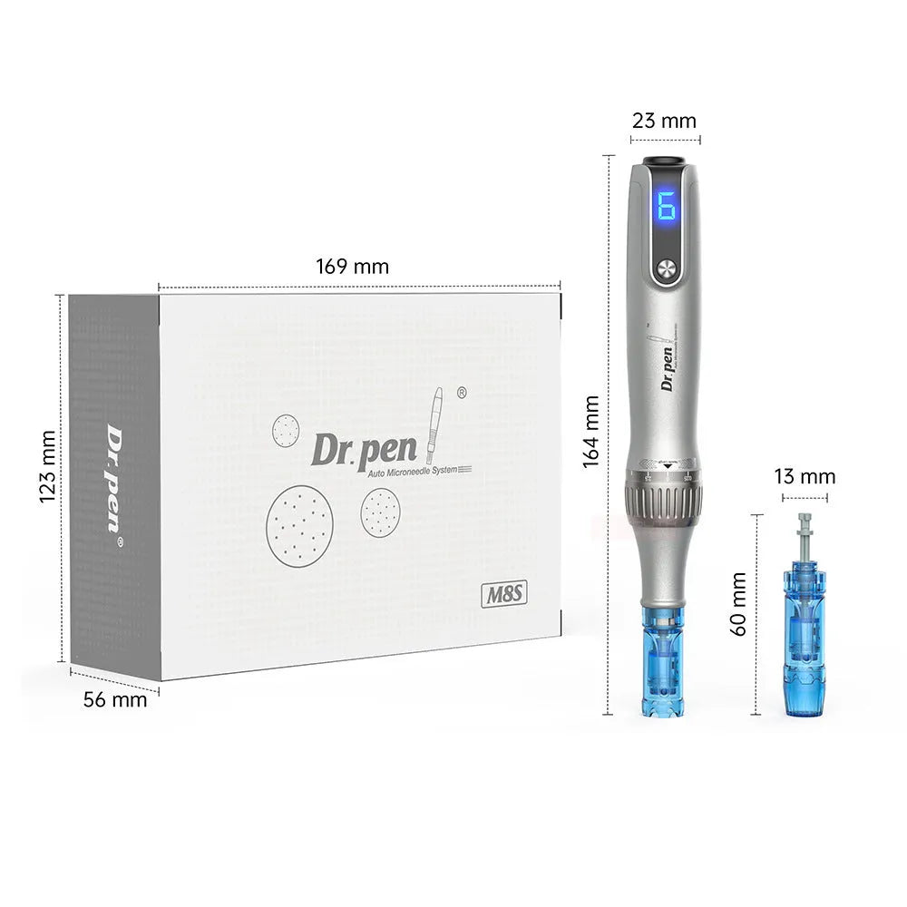 Gray wireless electric micro-needle pen with USB port, 5+ gears, for hydrating brightening freckle removal skin treatment UK plug