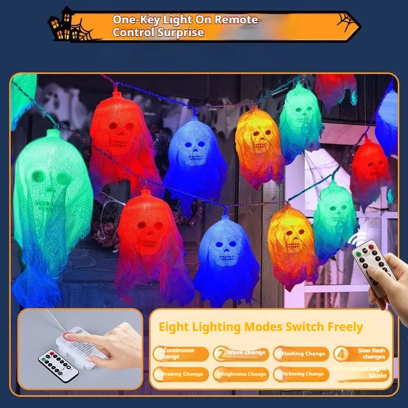 Battery powered Halloween LED coloured lights for indoor wall decoration in plastic shell