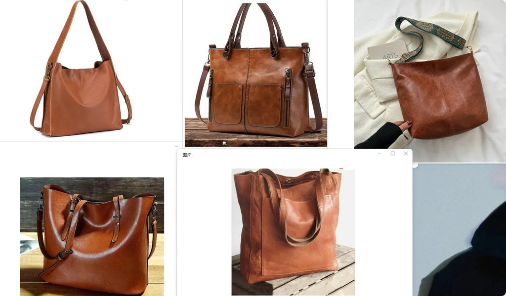 Ladies' solid colour PU leather shoulder bag with zip closure and adjustable strap