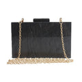 Small acrylic clutch bag with marble pattern, long chain, and metal hook in white, blue, black, pink, gold, or apricot
