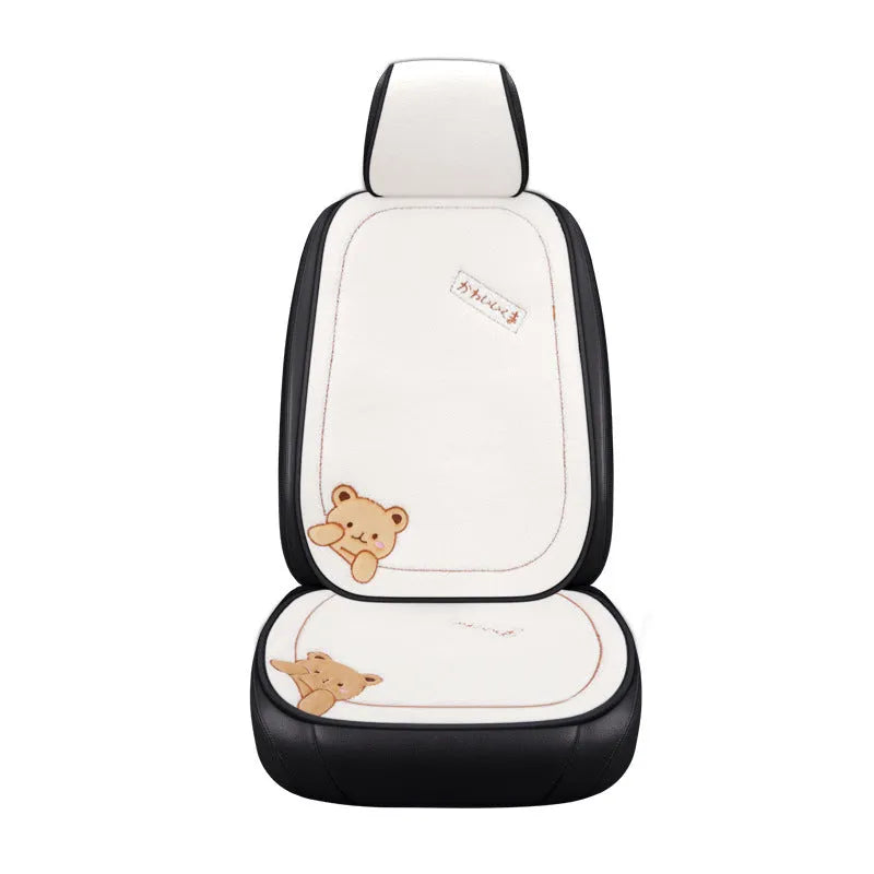 Winter car cushion set showing square seat cushion and lumbar support pillow in trendy bear-blue colour with wool cotton filling.