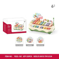Educational eight-tone toy piano baby xylophone in coral red plastic with keys and mallets for infants