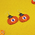Funny Halloween acrylic earrings with colourful ghost eyes pumpkin print dark style women jewellery