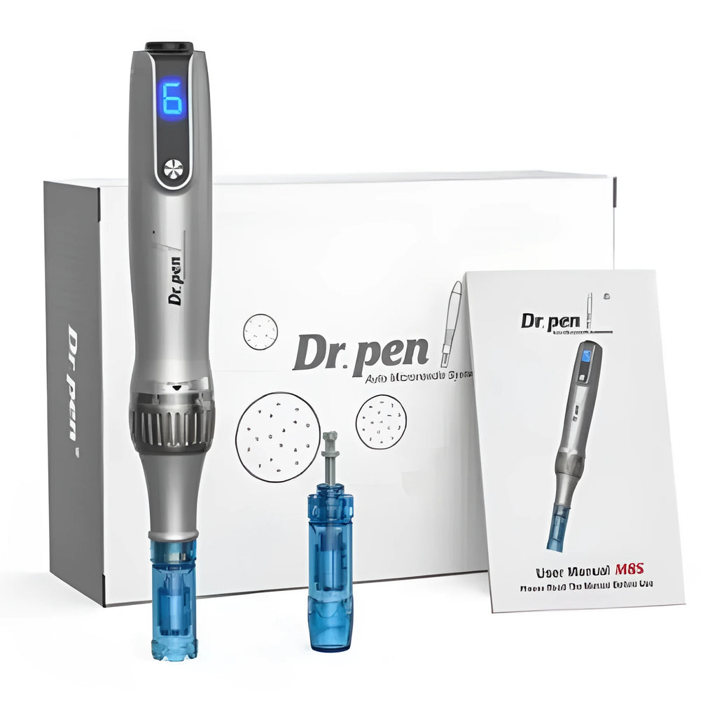 Gray wireless electric micro-needle pen with USB port, 5+ gears, for hydrating brightening freckle removal skin treatment UK plug