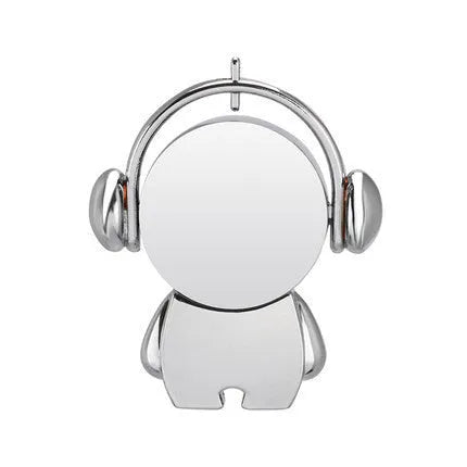 Personalised silver metal USB flash drive shaped like a car with a cartoon musician design.