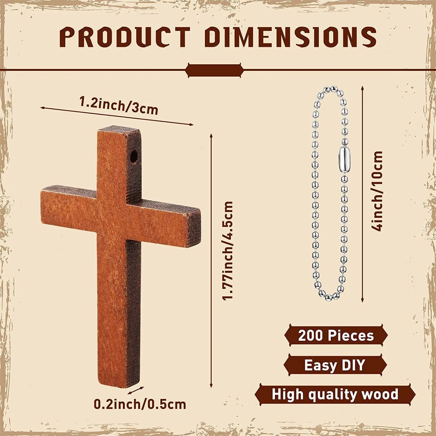 Wooden craft cross pendant ornament with natural wood finish, standing upright on a table
