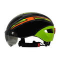 Adult bicycle helmet with integrated taillight and goggle restraint in multiple colour options