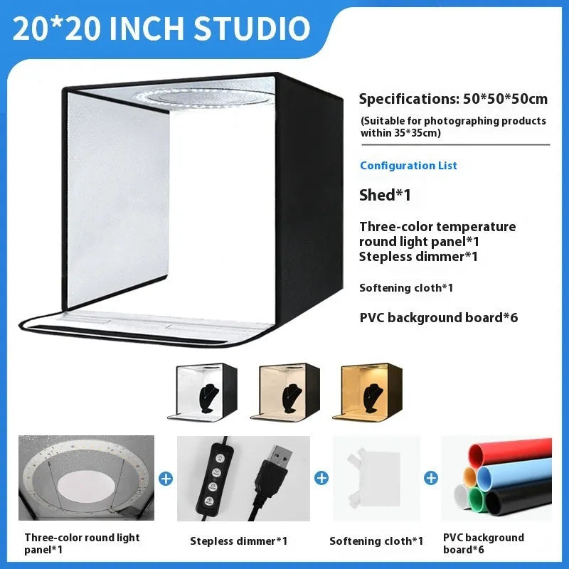 50cm studio light box with metal frame and reflective cloth background for product photography