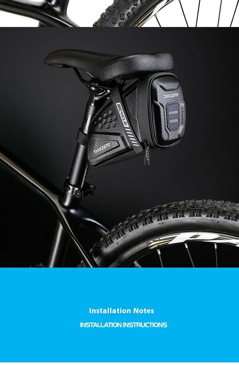 Black 1L bicycle saddle bag for mountain bike with fixture and fitting, tail bag for small tools