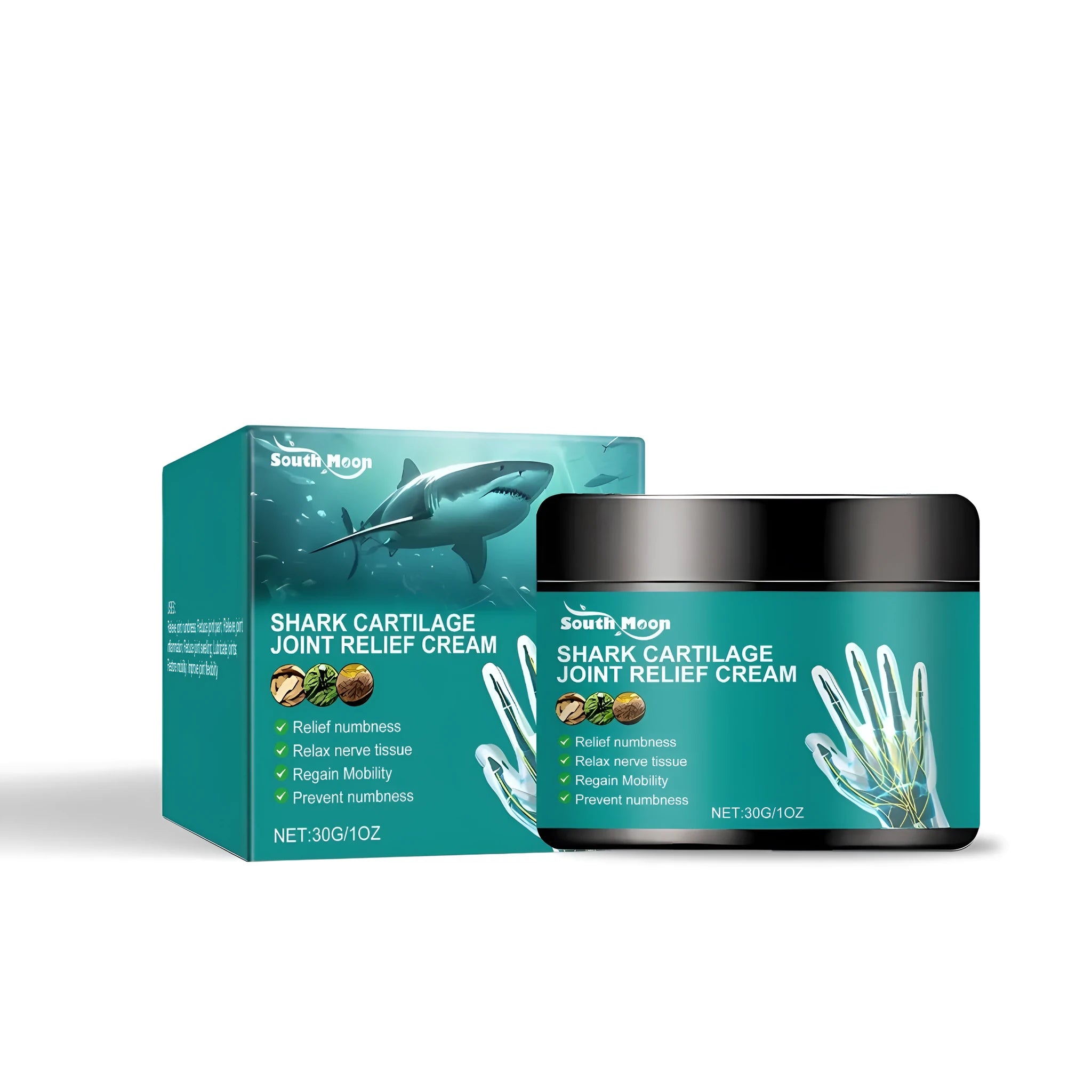 30g white tube of shark cartilage and mint joint repair cream.